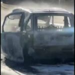 péage de Bandol voiture en feu