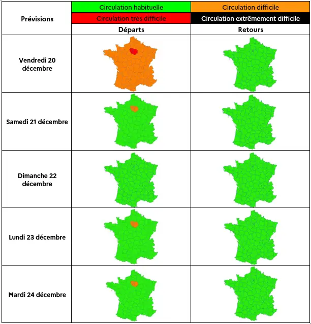 circulation 24 décembre Noël déplacements trafic