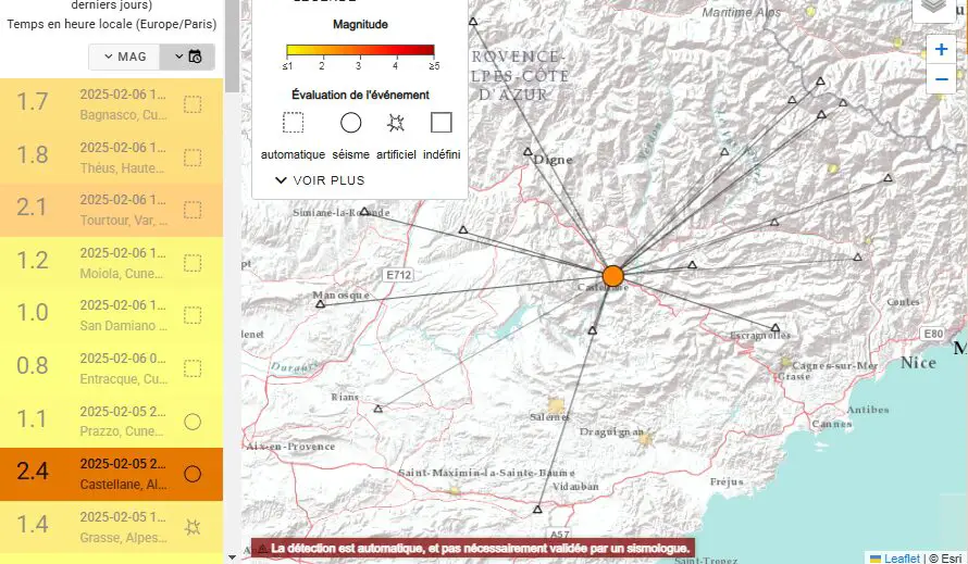 Séisme Castellane magnitude 2,2