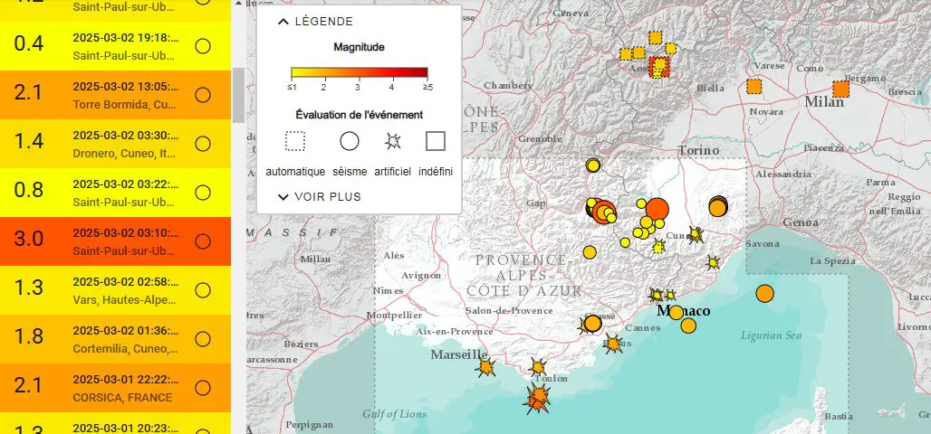 Séisme 3.0 Saint-Paul-sur-Ubaye Touët-sur-Var